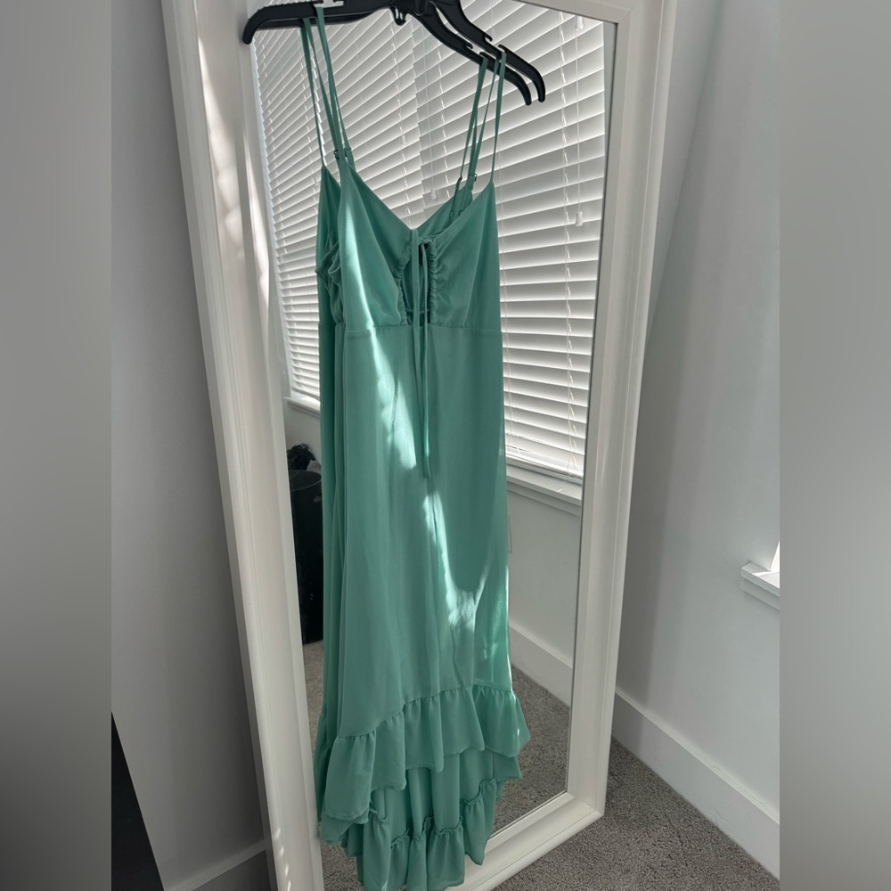 High-Low Chiffon Dress Green Wild Fable
